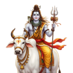 Lord Shiva riding Nandi PNG transparent background